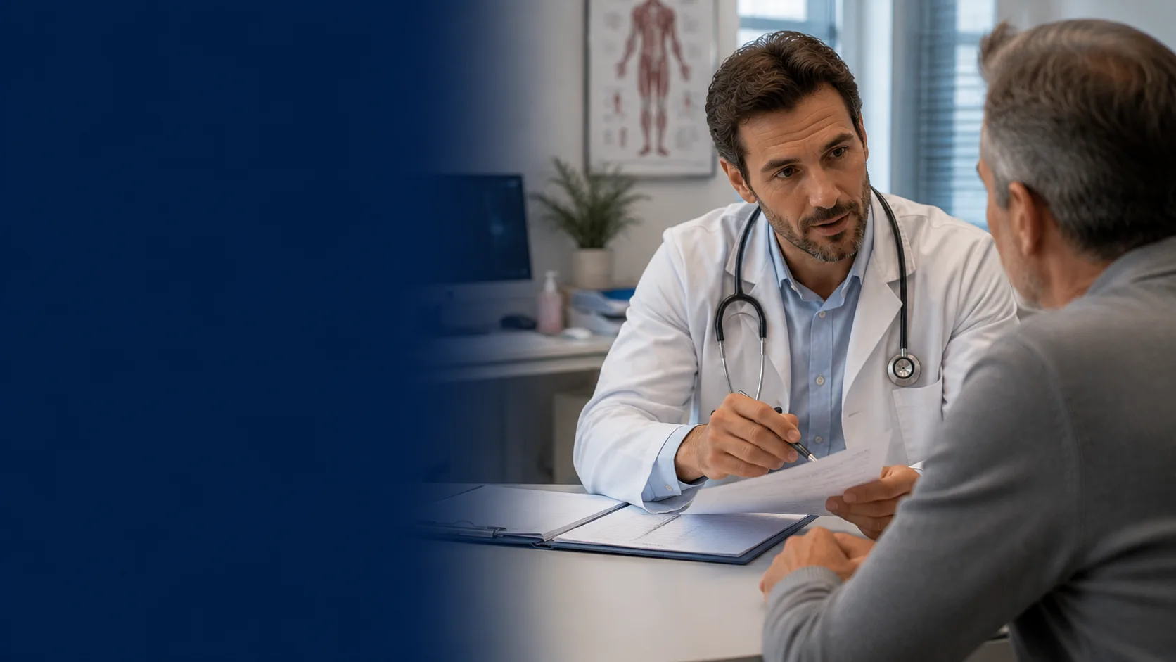 Médecin en consultation avec un patient dans son cabinet