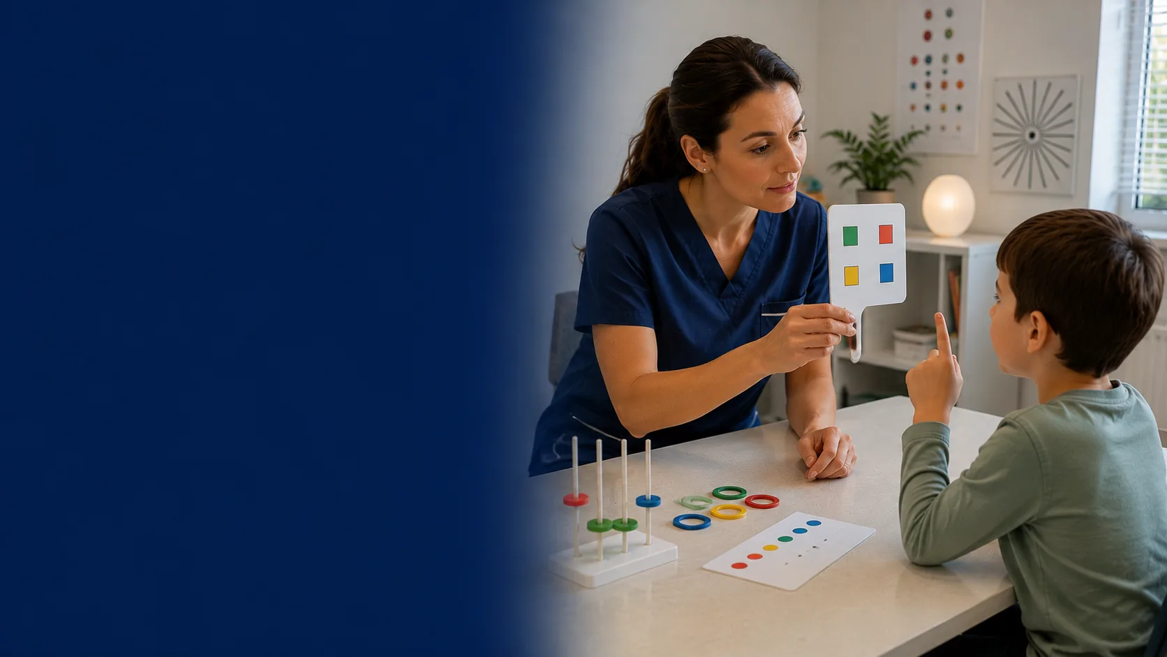 Orthoptiste réalisant un examen de la vue