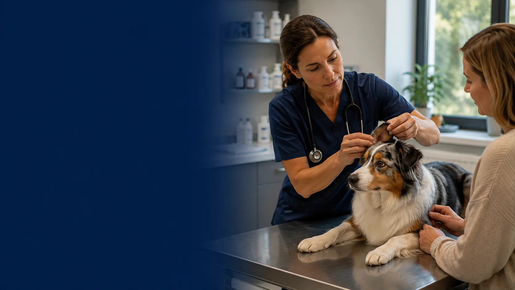 Vétérinaire examinant un animal en clinique